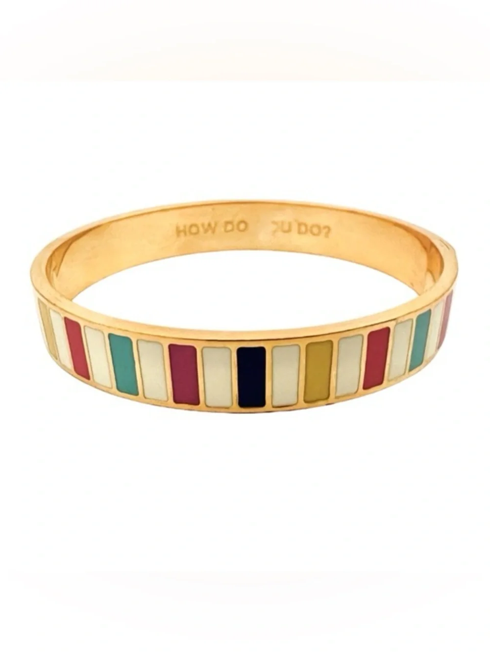 KATE SPADE How Do You Do Rainbow Stripe Bangle Bracelet Gold - Picture 1 of 8